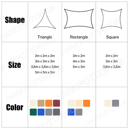 Heavy Duty Waterproof Outdoor Shade Sail Patio Suncreen Awning Garden Sun Canopy 98  UV Block Rectangle Square Triangle