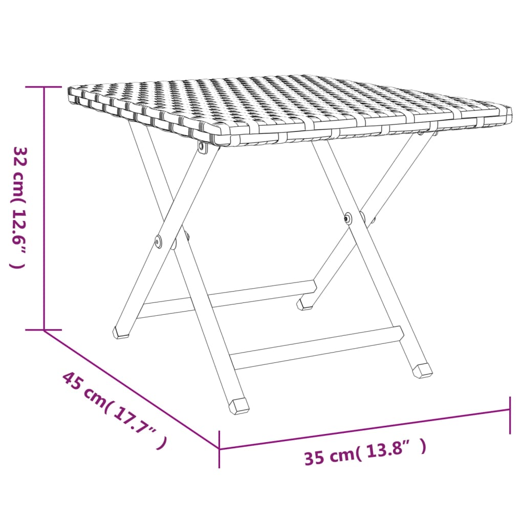Folding Table 45x Poly Rattan   Folding Table 45x