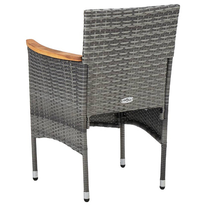 Garden Dining Chairs, 2 Pieces, Poly Rattan, Grey