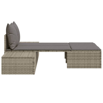Double Sun Lounger with Cushions Poly Rattan