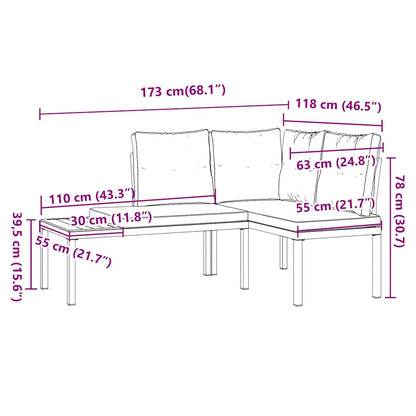 Garden Benches with Cushions, 2 Pieces, Black Powder-Coated Steel