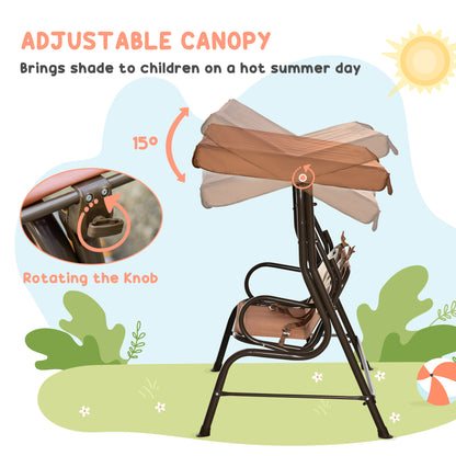 Porch Swing for Kids with Adjustable Canopy to Block Sun at Angles