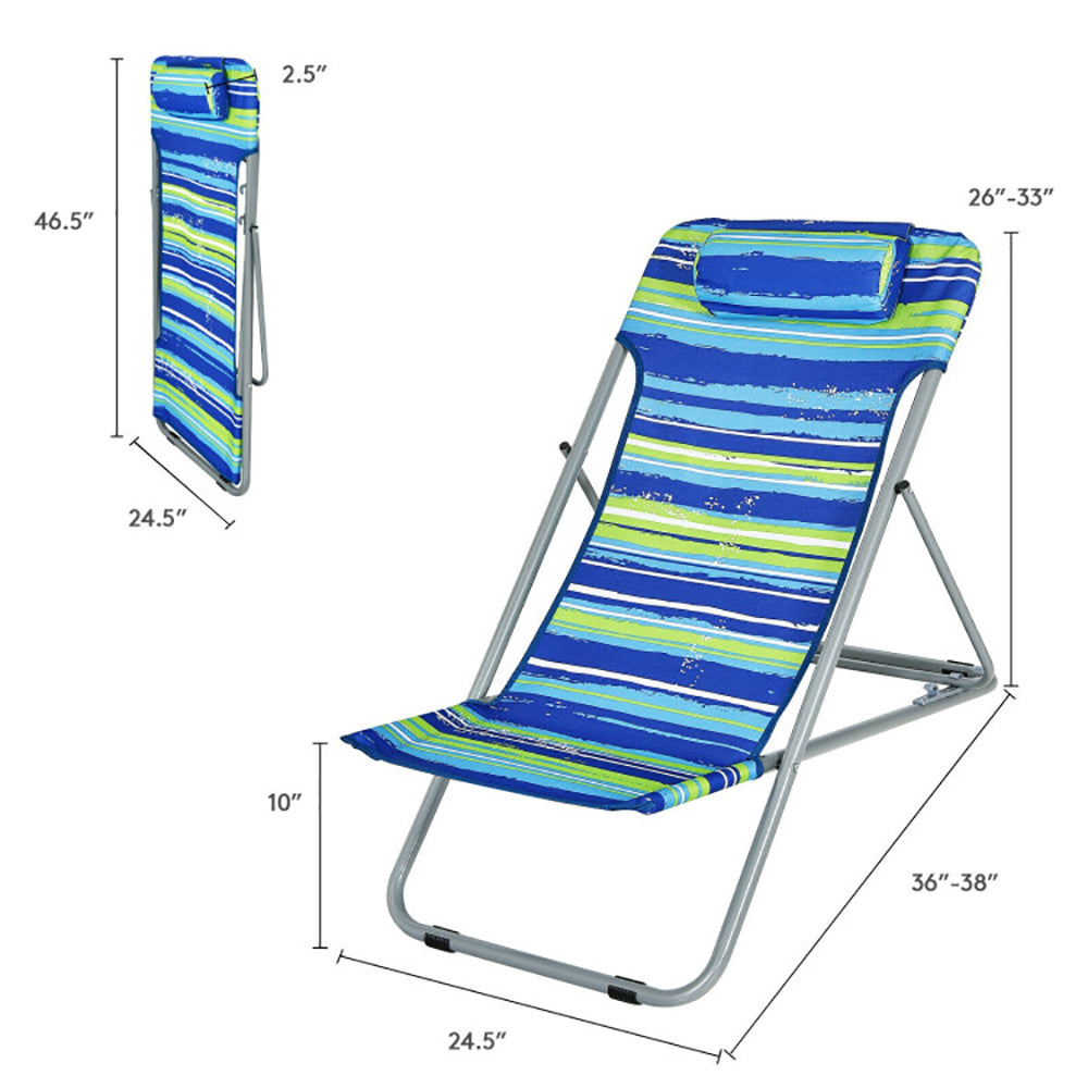Portable Beach Chair Set Of 2 With Headrest