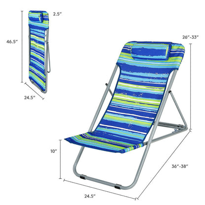 Portable Beach Chair Set Of 2 With Headrest