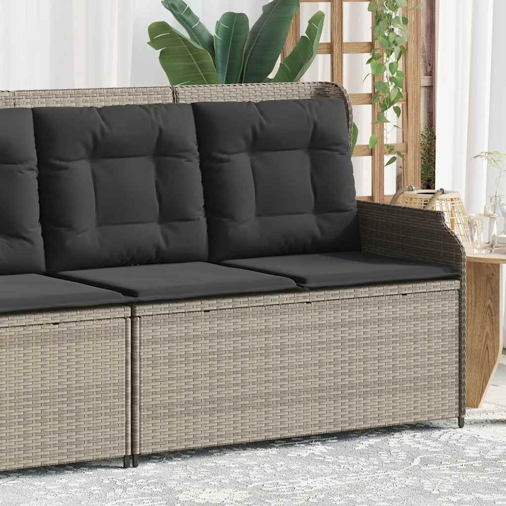Adjustable Garden Bench with Cushions, Poly Rattan,
