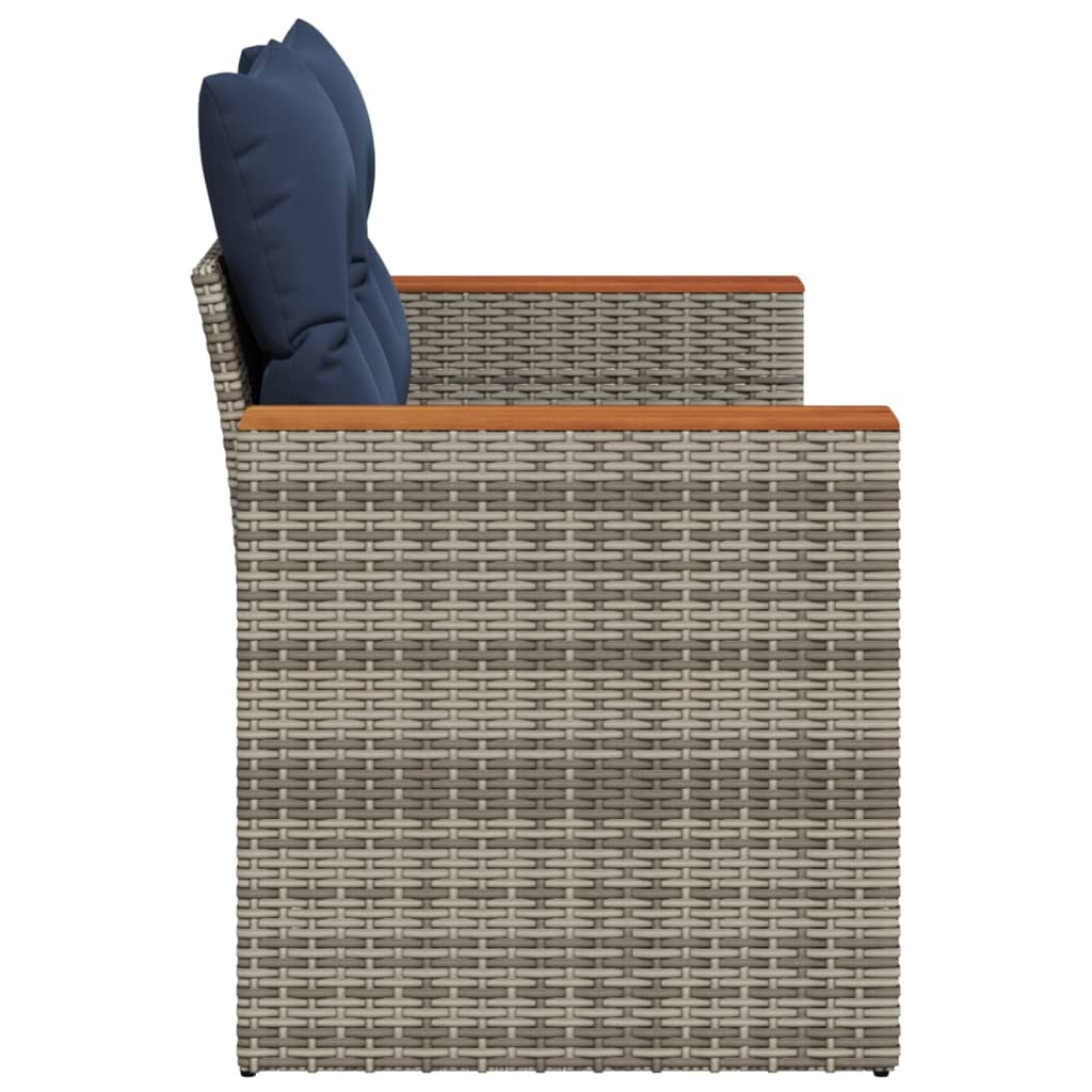 Garden Sofa with Cushions, 2-Seater, Poly Rattan