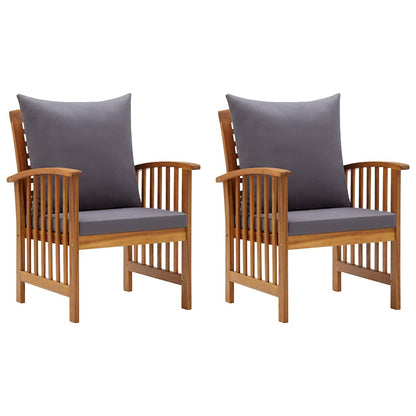 Garden Chairs with Cushions, 2 Pieces, Solid Acacia Wood