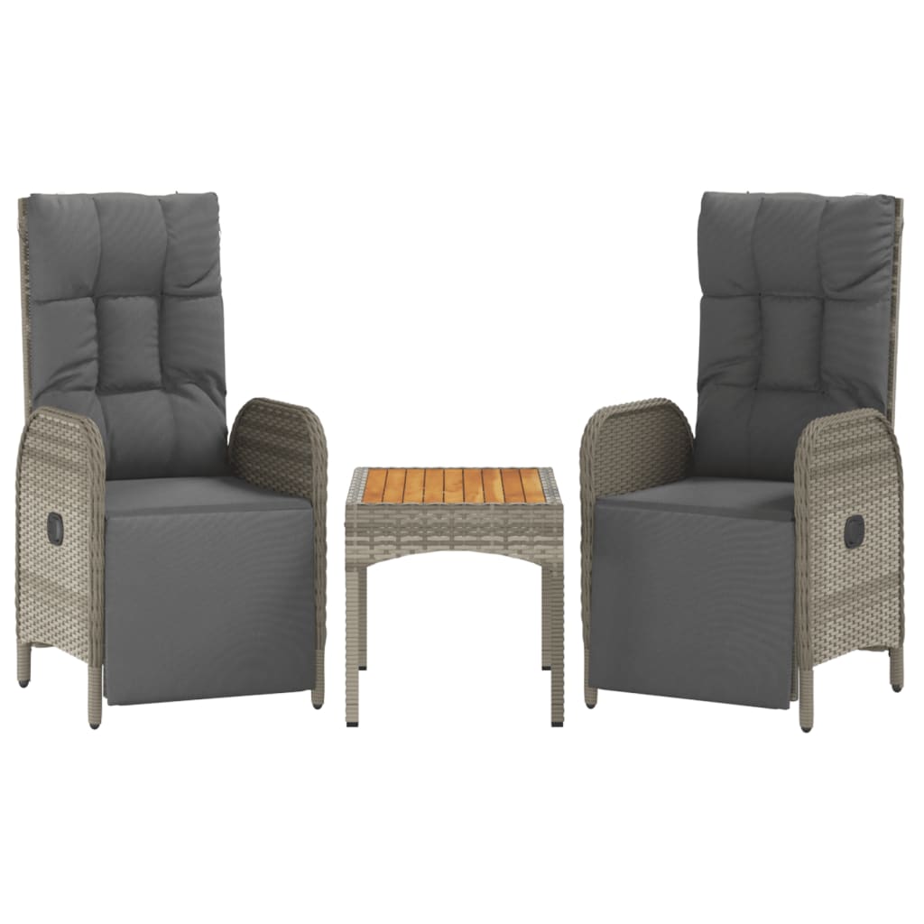 Garden Relaxing Chairs, 2 Pieces, with Table, Poly Rattan