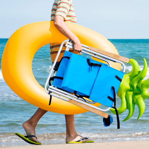 Blue Beach Chair Steel Tube Oxford Cloth