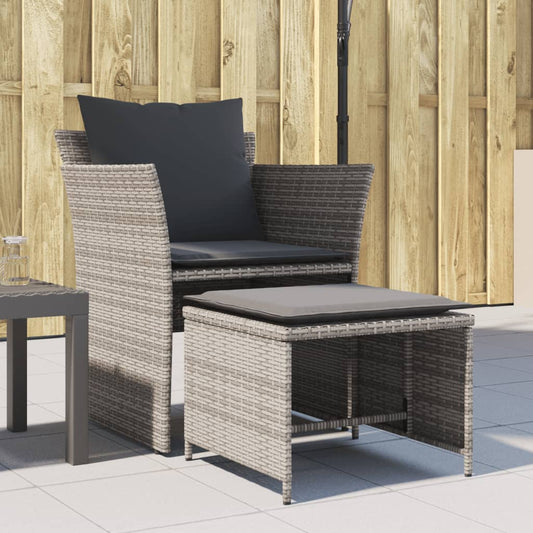 Garden Chair with Footstool Poly Rattan