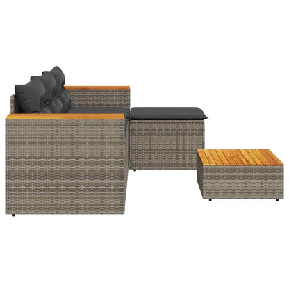 3-piece garden sofa set with cushions, poly rattan