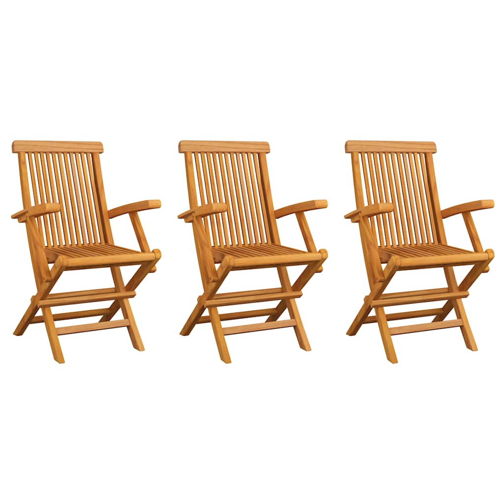 Garden Chairs 3 pcs. Solid Teak Wood   Garden Chairs