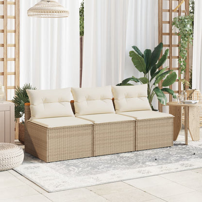 Garden Sofas without Armrests with Cushions, 2 Pieces