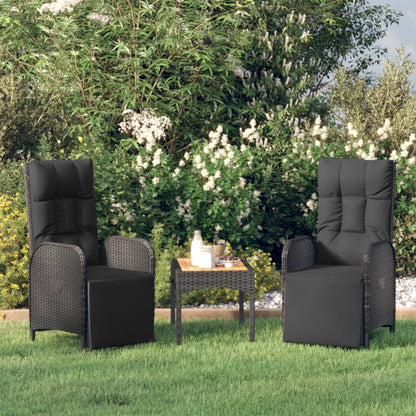 Garden Relaxing Chairs, 2 Pieces, with Table, Poly Rattan