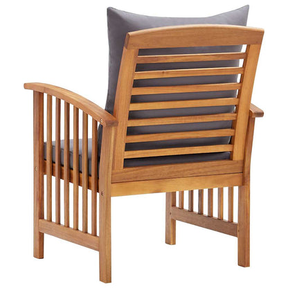 Garden Chairs with Cushions, 2 Pieces, Solid Acacia Wood