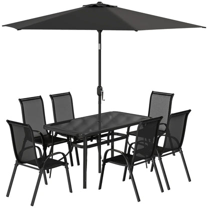 8 Pieces Patio Furniture Set With 9Ft Patio Umbrella, Outdoor Dining Table And Chairs, BlackMultiple Packages Shipped. Please Pay Attention To The Dimensions And Weight In The Details.