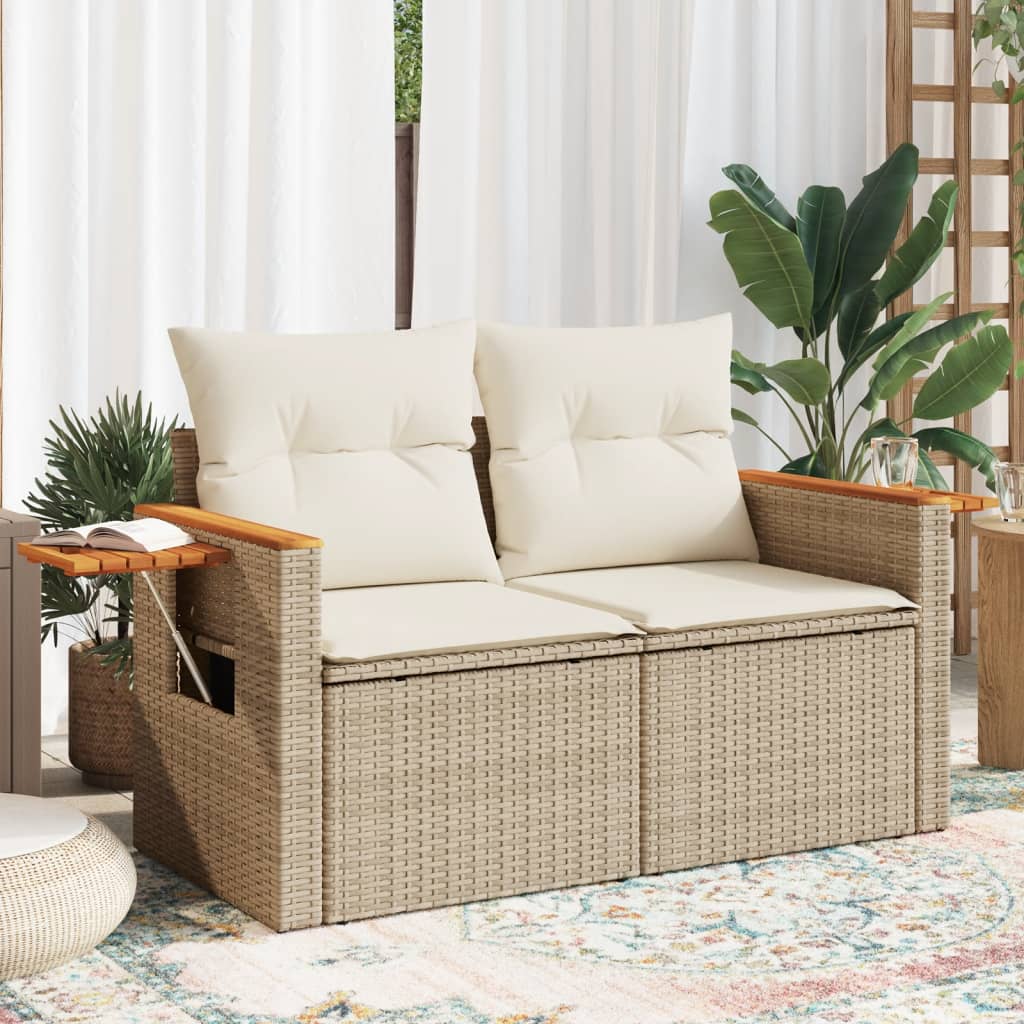 Garden Sofa with Cushions 2-Seater Poly Rattan