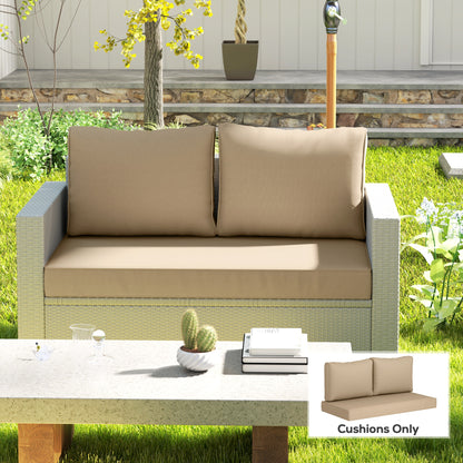 2 Seat Patio Furniture Cushions, 46x26x5 In, Thick Outdoor Loveseat Cushion Set With Removable Cover, Fade-Resistant Replacement Cushions For Outdoor Furniture, Couch, Bench, Swing, Beige